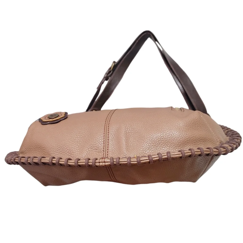 Chala Brown Floral Faux Leather Convertible Hobo Crossbody Bag Handbag Purse